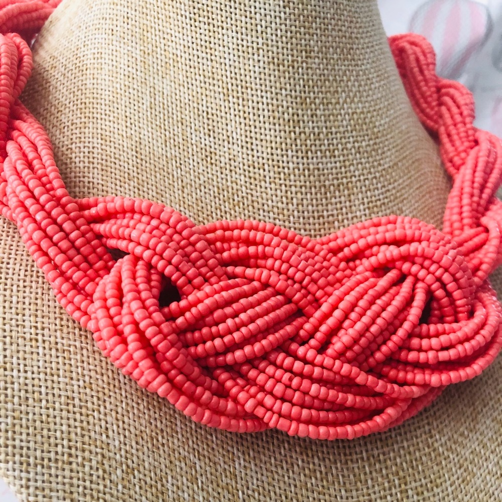 Coral Seed Bead Necklace - Picture 4 of 5
